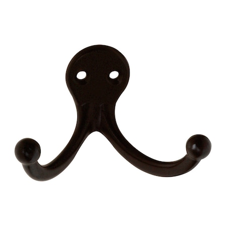National Hardware National Hardware 2.93 in. L Oil Rubbed Bronze Black Zinc Double Clothes Hook 35 lb. cap. 2 pk N330-829